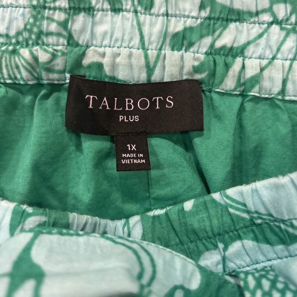 Talbots Sz 1X Plus Poplin Cotton Midi Skirt Floral Paisley Pockets Spring Breezy - Picture 2 of 12